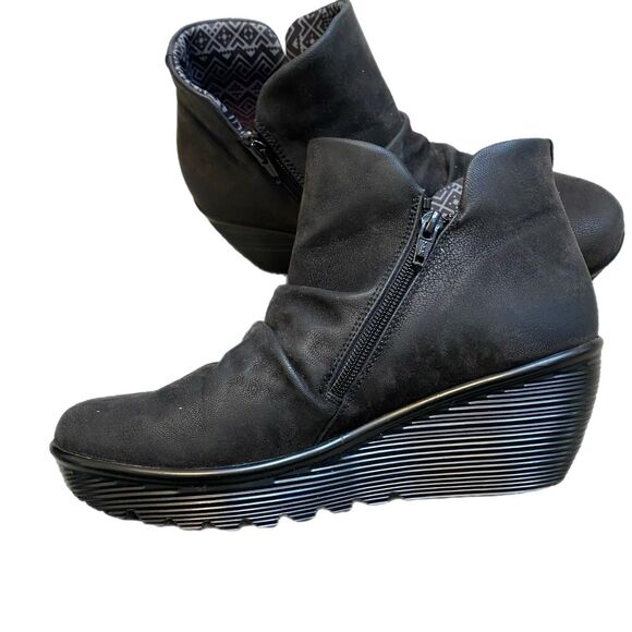 Skechers Ankle Wedge Booties 10 EU 40 Black Memory Foam Grunge Casual Comfort - Picture 3 of 12
